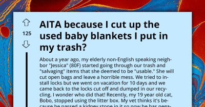 Scavenger Lady Wages War On Neighbor For Preventing Her From Salvaging Cat Pee-Battered Blankets From Their Trash For Personal Use