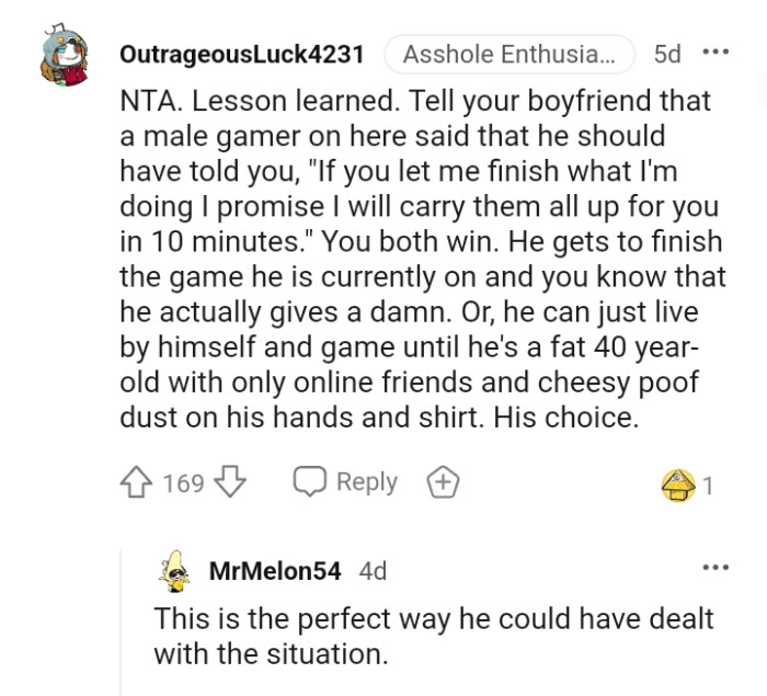 He gets to finish the game he's working on