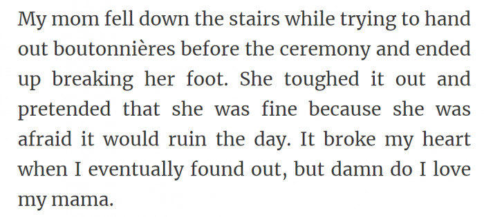 14. Her mom broke her foot