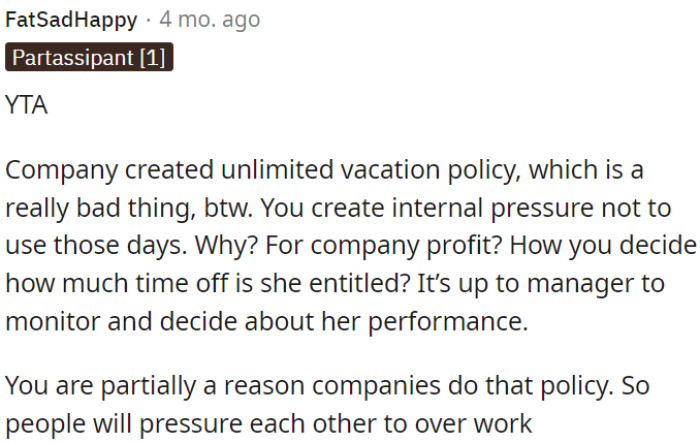 Decision on time off and performance monitoring rests with managers.