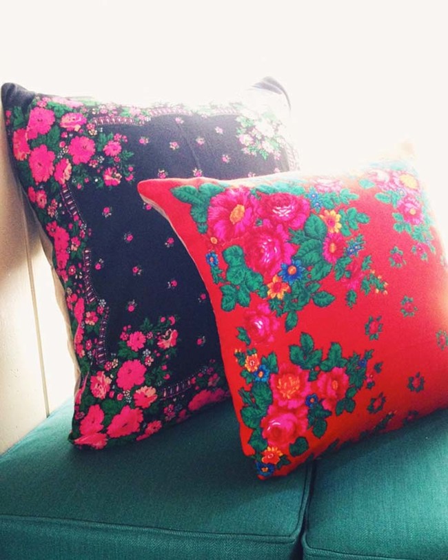 6. Turn thrifted scarves into throw pillows if you can sew.