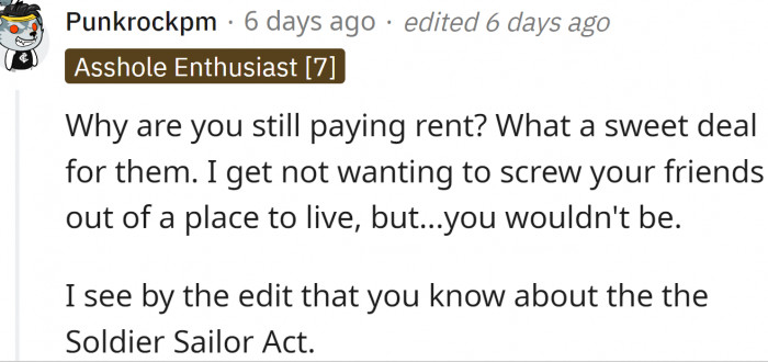 Why is OP still paying rent?