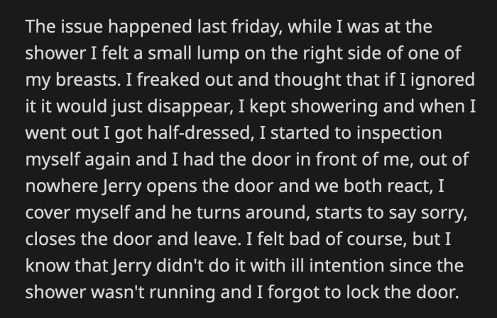 She expressed her discomfort over her mom's reactions, and not because of Jerry.