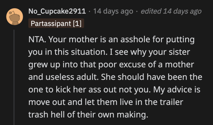 OP's mom washed her hands of her irresponsible daughter and passed on the dirty work to OP