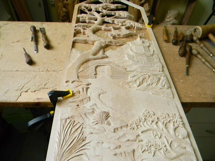 "Hand-Cut Wood Carving By Me"