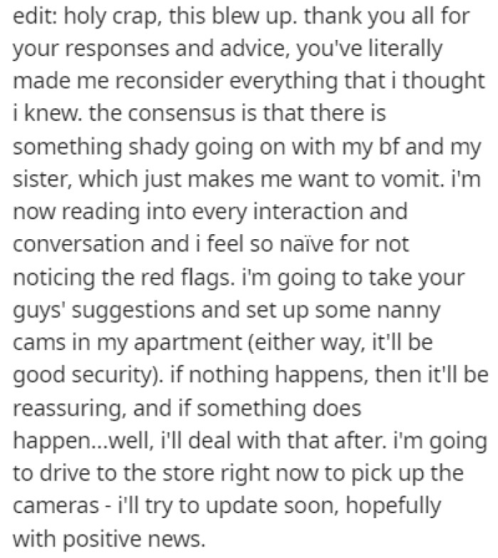 OP provided us with an update after reading the comments