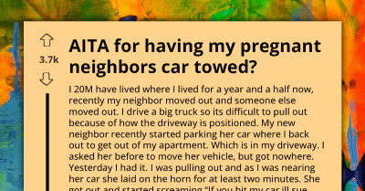 Pregnant Lady Unleashes Fury On Next-Door Neighbor For Getting Her Car Towed After Repeatedly Blocking His Driveway