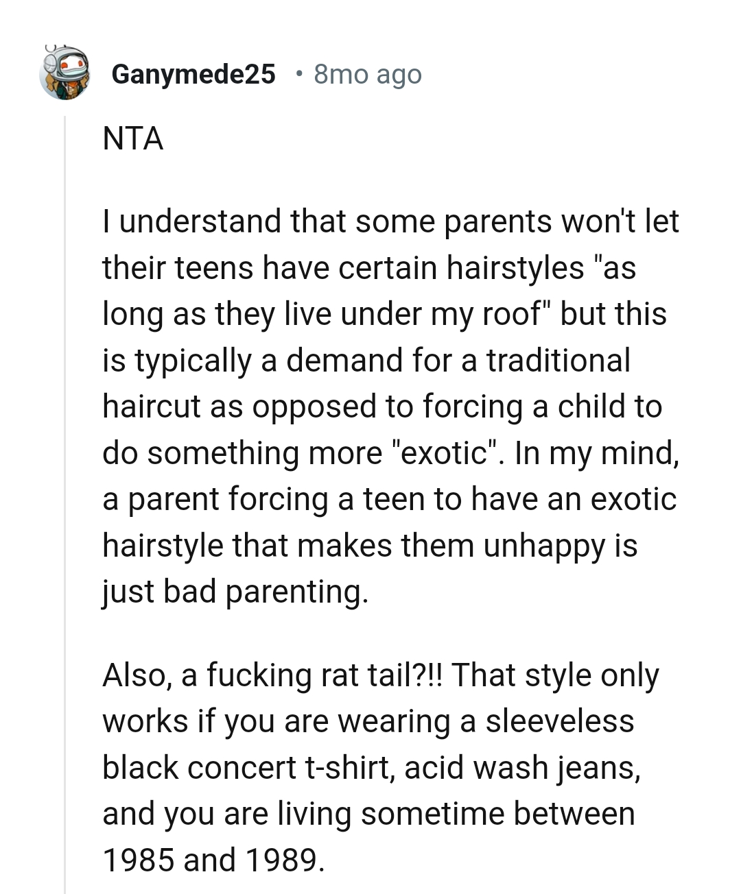 A demand for a traditional haircut