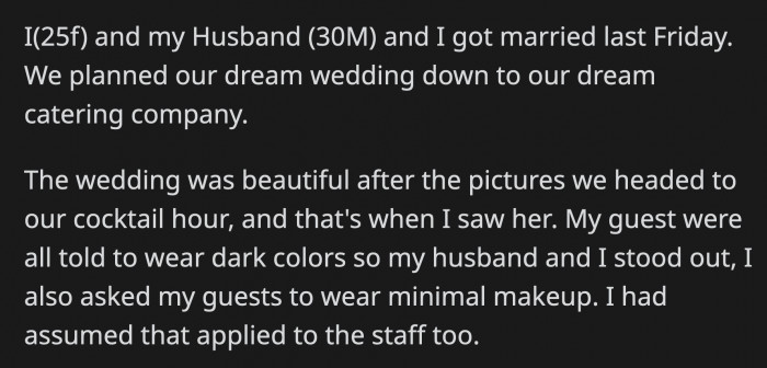 She also wore too much makeup, had diamond stud earrings, and a nose ring that OP found ugly