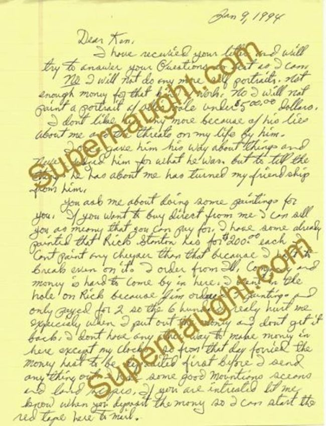 8. This 1994 letter originates from the pen of the infamous psychopath Henry Lee Lucas, available for a mere $225.