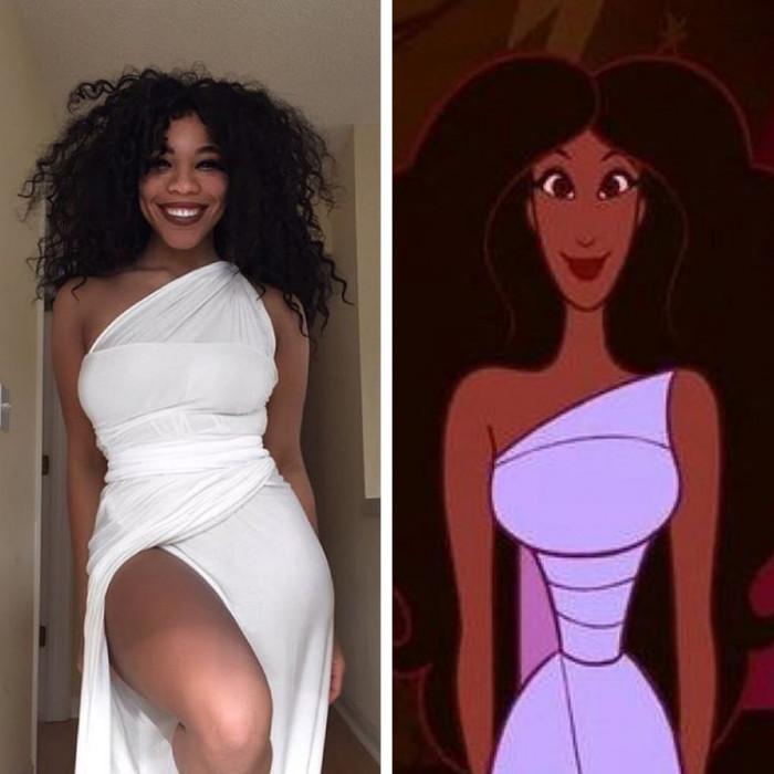 11. Here, she is cosplaying as the character Melpomene from Hercules
