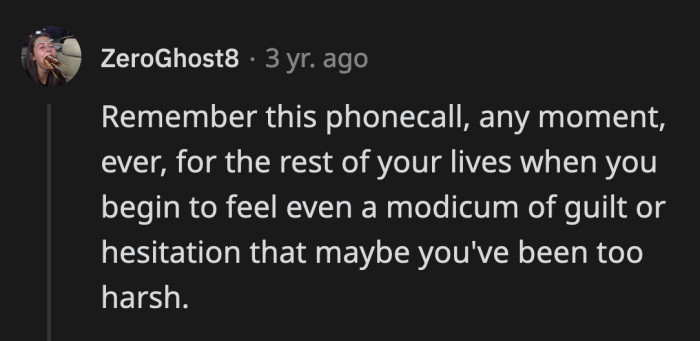 OP has to remember this moment if their parents try to insert themselves into their lives in the future