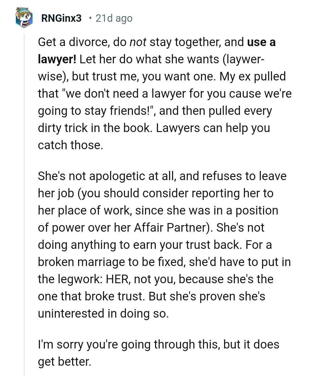 The OP Should Consider Reporting Her at Her Place of Work