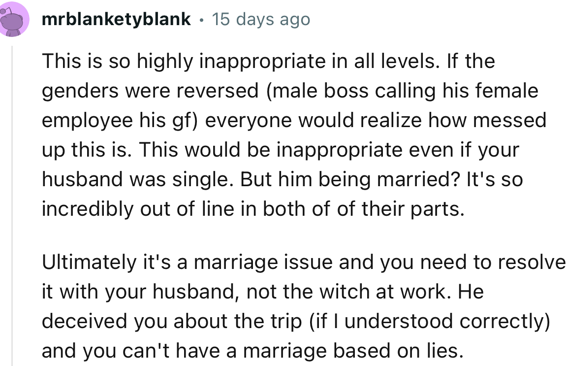 “This is so highly inappropriate on all levels. If the genders were reversed, everyone would realize how messed up this is.”