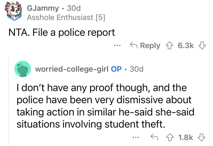 Here's how the Reddit community reacted to u/worried-college-girl's post: