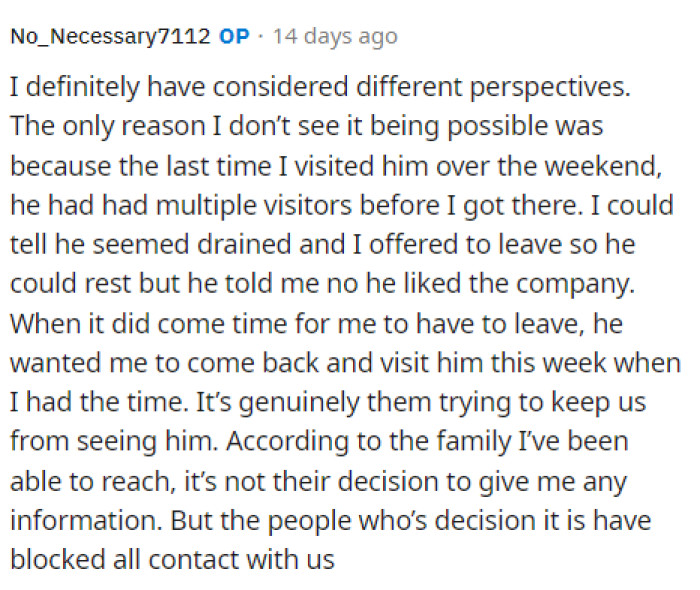 OP's response below is in response to the comment above. This provides more information and perspective on how OP feels about the situation.