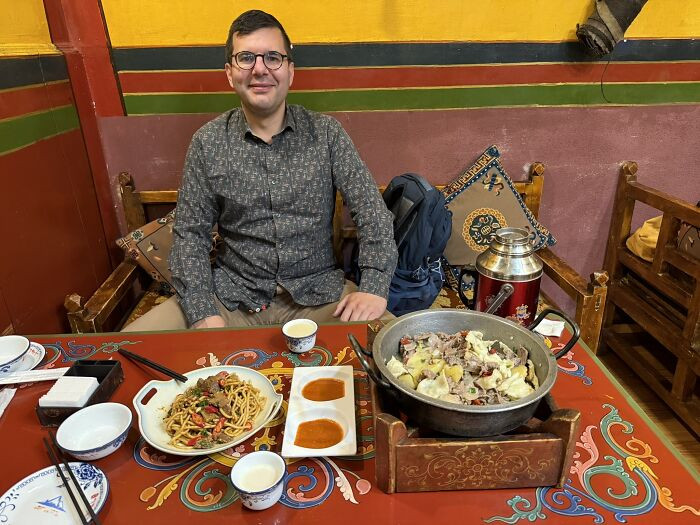"Eating Yak Dishes, Lhasa, Tibet"