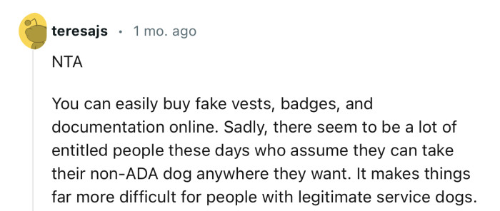 “NTA…You can easily buy fake vests, badges, and documentation online.”