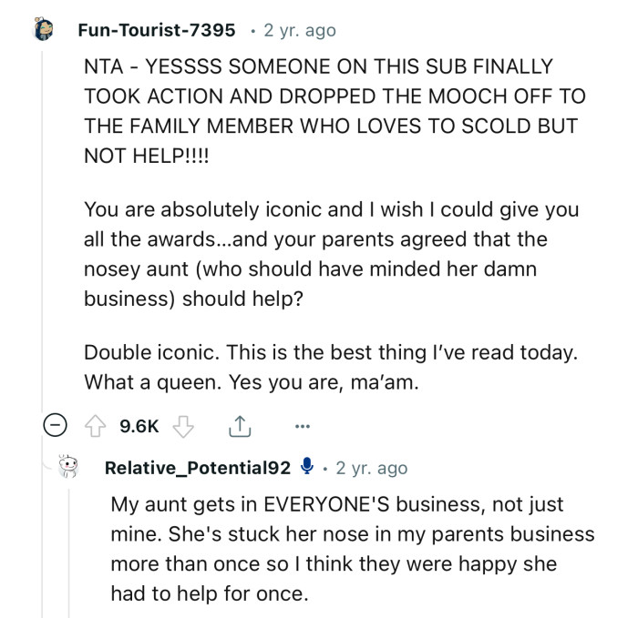 “Someone on This Sub Finally Took Action and Dropped the Mooch Off to the Family Member Who Loves to Scold but Not Help.”