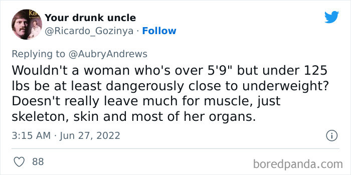 36. Dangerously close to underweight