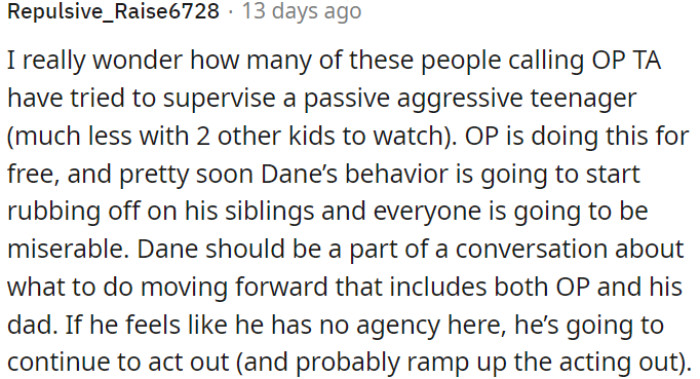 It's crucial for Dane, OP, and his dad to discuss how to proceed.