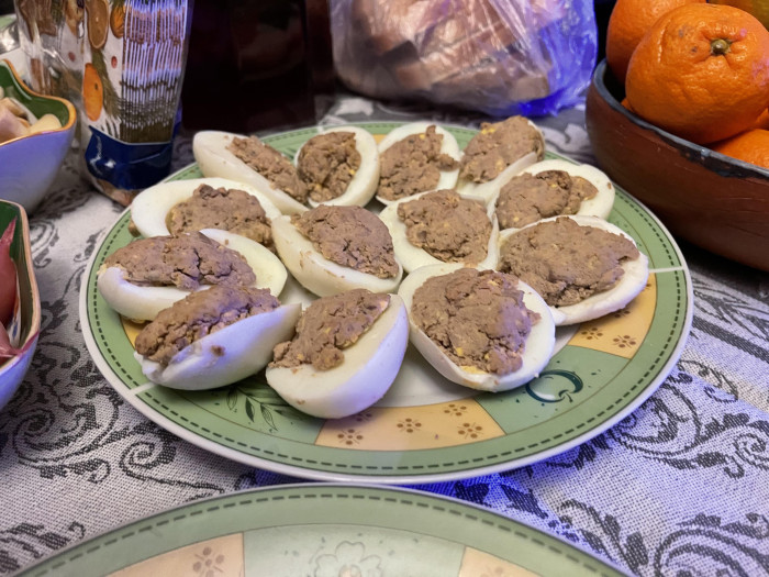 1. “My aunt’s specialty: chicken liver pâté and boiled eggs”