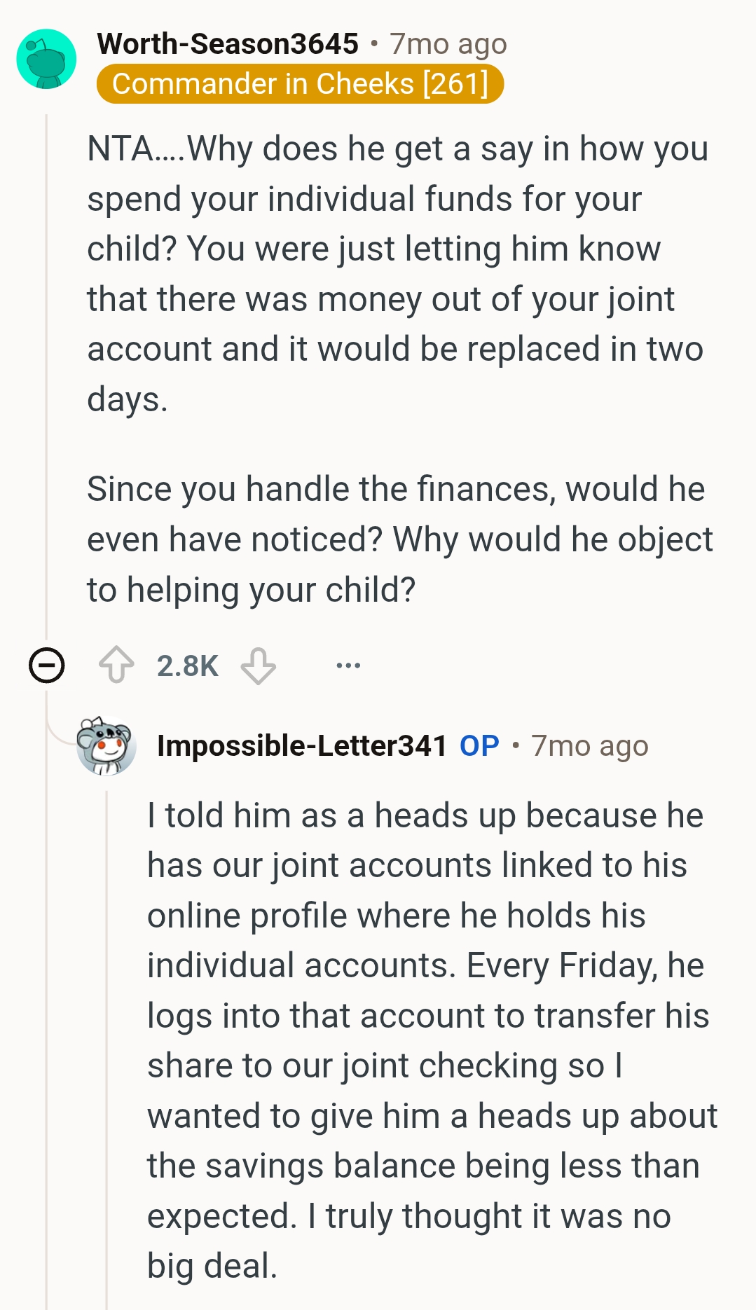 The OP thought it was no big deal