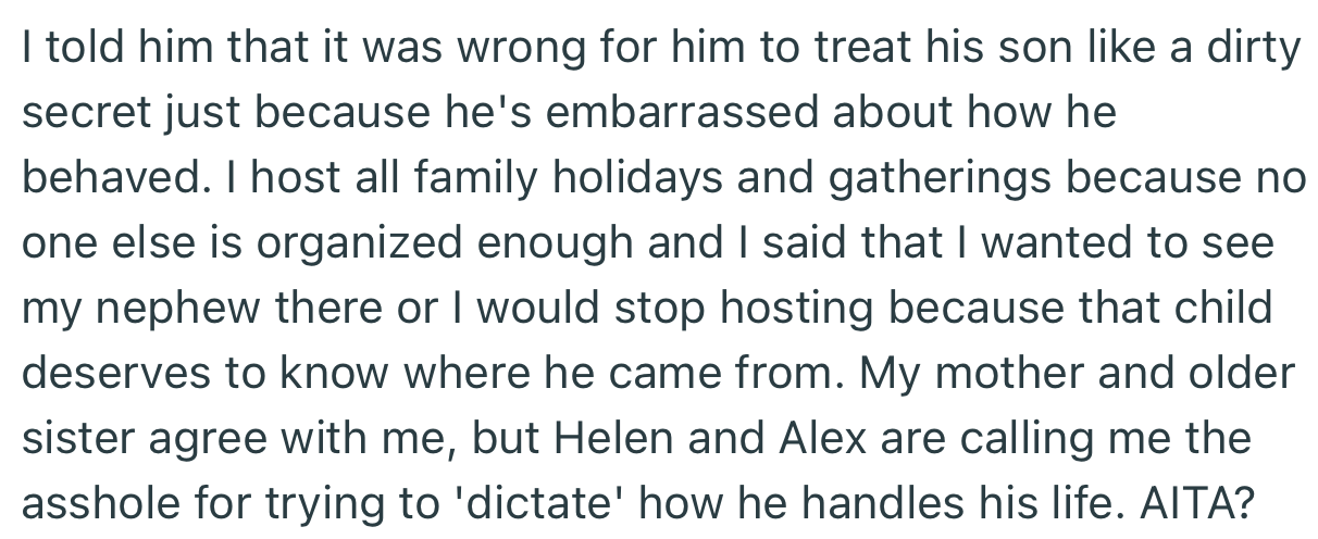 OP got furious that her brother decided to introduce Sara to the family but keep his son in the shadows