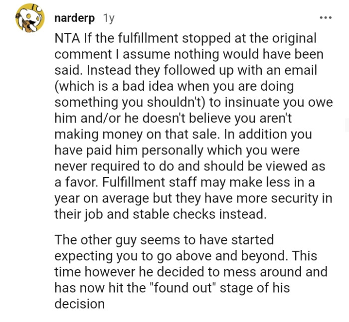 Fulfillment staff may make less in a year