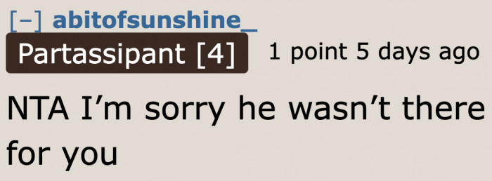 A user feels sympathy for the OP.