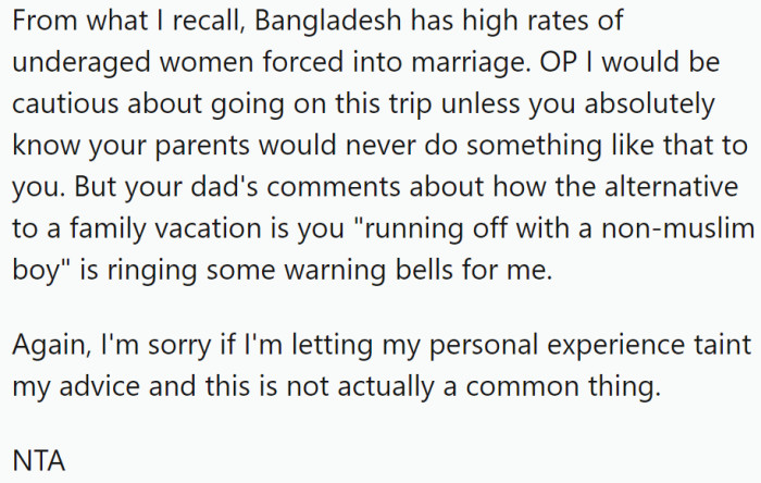 Dad's comments are ringing some warning bells