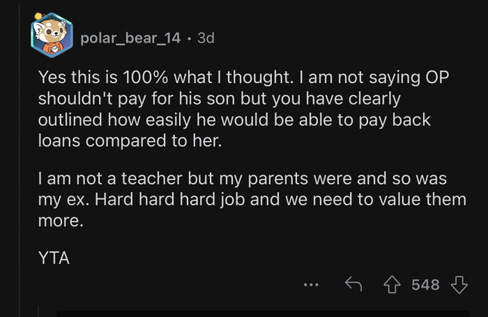 OP needs to value what teachers do a lot more.