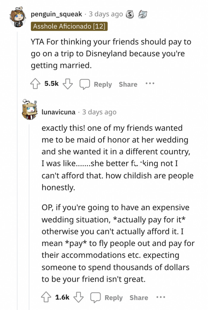 Redditors were not shy in stating their opinions: