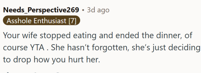 "She hasn't forgotten; she's just deciding to drop it."