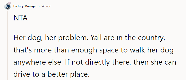 Her dog, her problem.