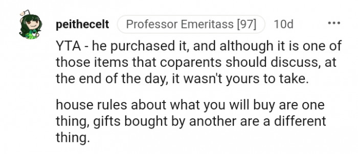 It was not yours to take