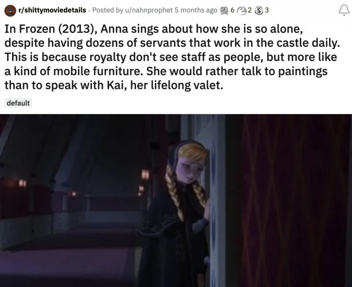 12. This is why none of the servants helped her when she was freezing to death