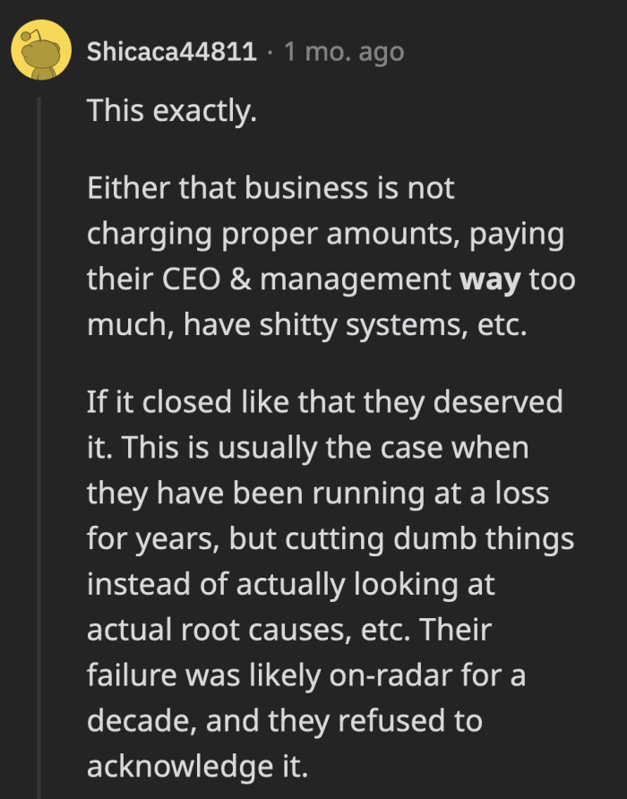 Turning a blind eye to what really needed to change damaged the business greatly