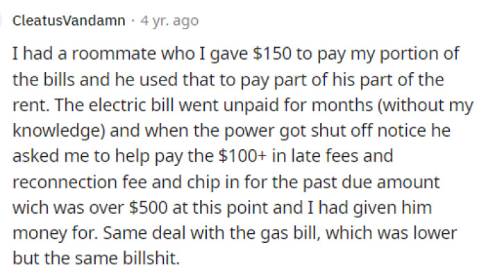 People quickly took to the comments to let OP know about their own roommate situations and stories they have experienced.