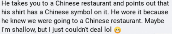 And he does the same when going to a French or Mexican restaurant?