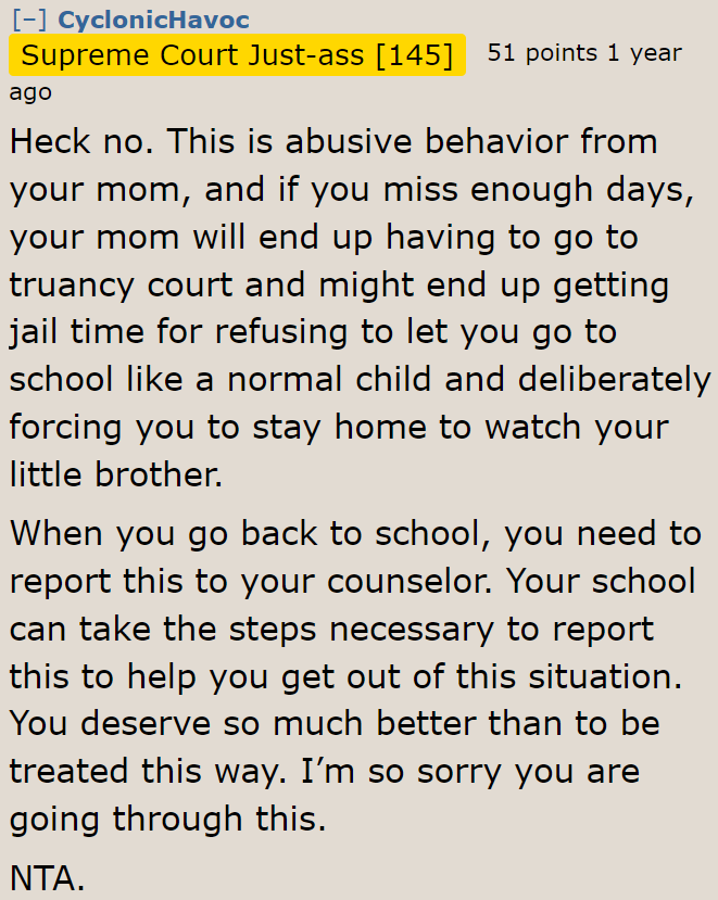 Redditors tell the OP that her mom is being abusive toward her.