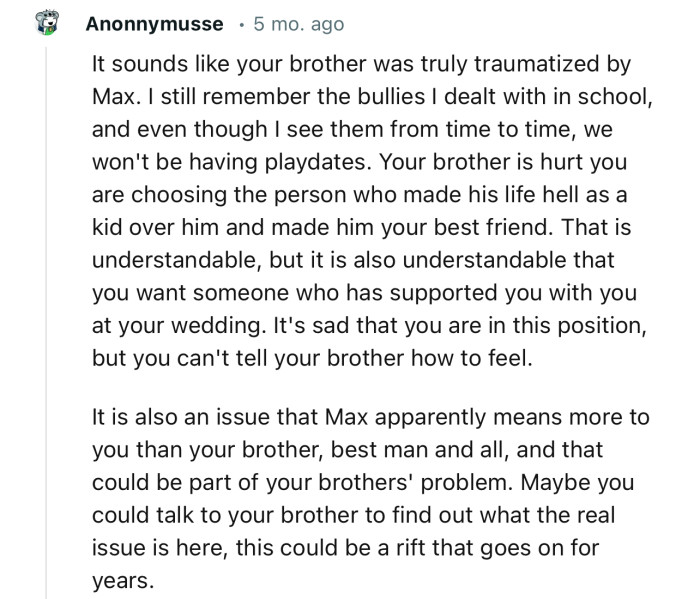 “Your Brother Is Hurt You Are Choosing the Person Who Made His Life Hell as a Kid Over Him.”