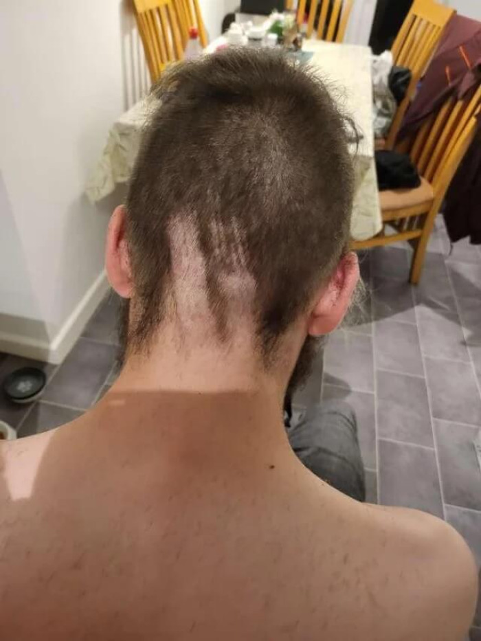 1. My girlfriend was helping cut my hair; she was doing a fantastic job until I heard a gasp.