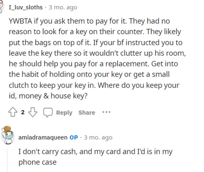 Some people did blame the boyfriend since he's the one who told her to put the keys there, but it seems like everything was an accident anyway.