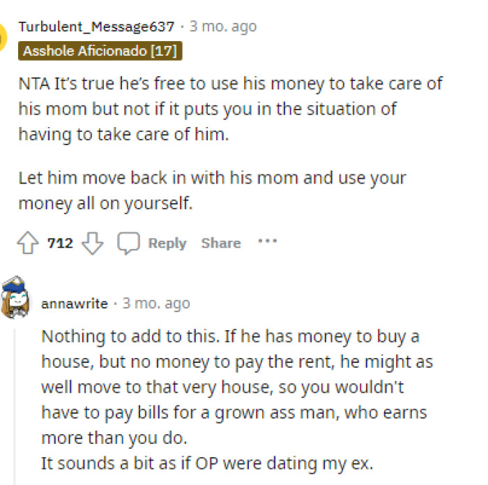 So many people said that this was a huge red flag and that he seemed extremely irresponsible for making these decisions.