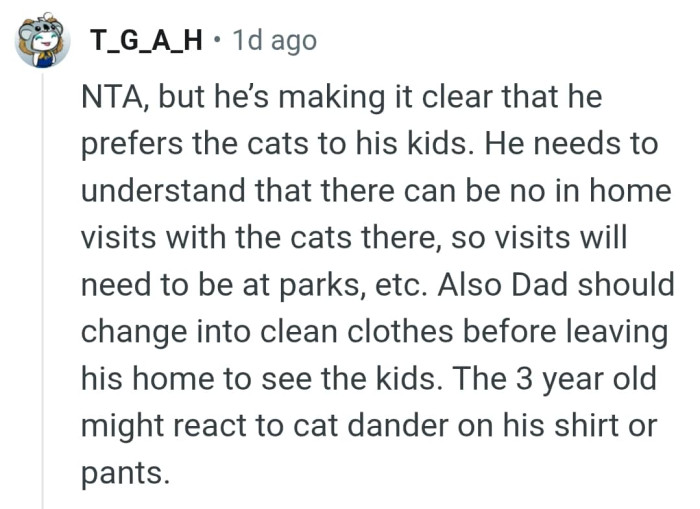 The little child might react to cat dander