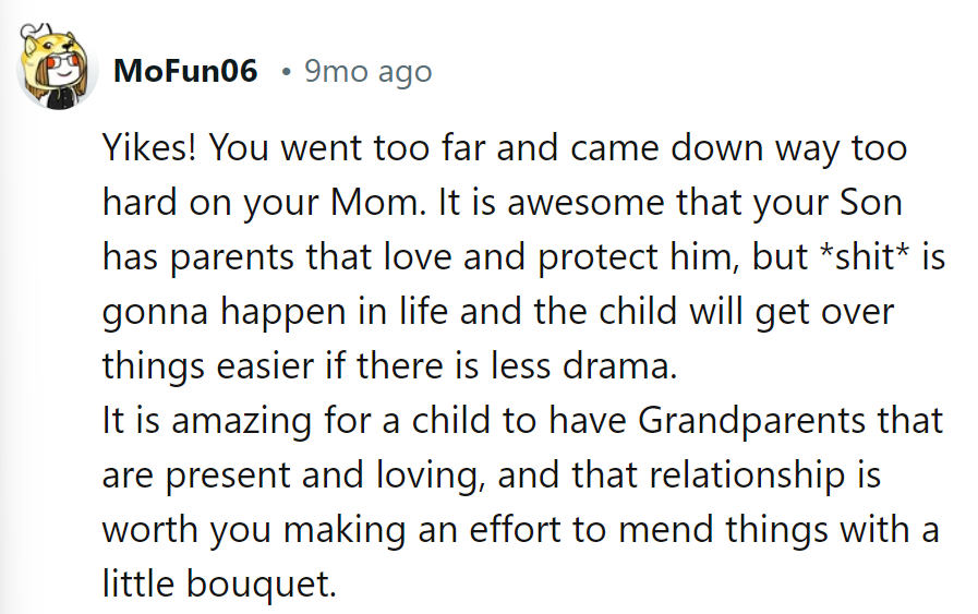 Bit of an overreaction there. Less drama, more bouquet diplomacy for the win.