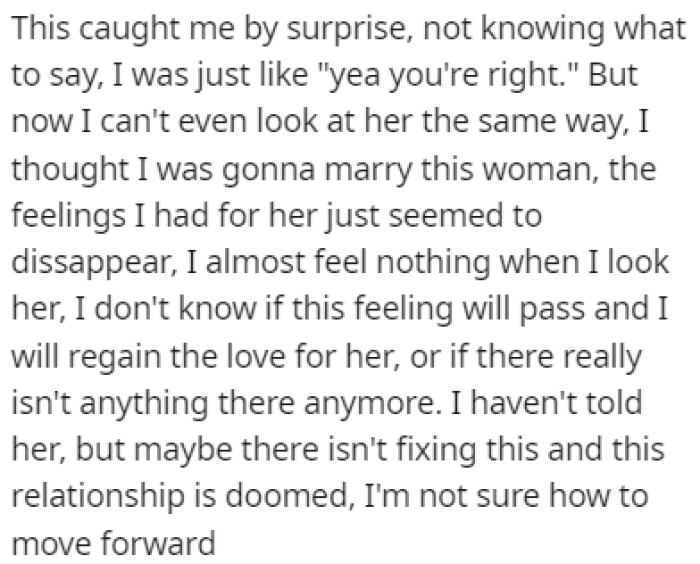 OP Couldn't Believe What His Girlfriend Told Him, and All the Feelings He Had for Her Disappeared in an Instant