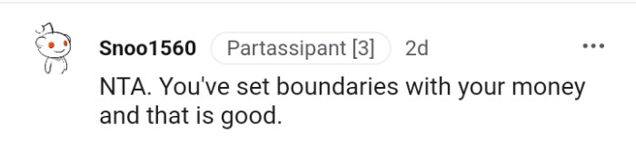 It is good that you've set money boundaries