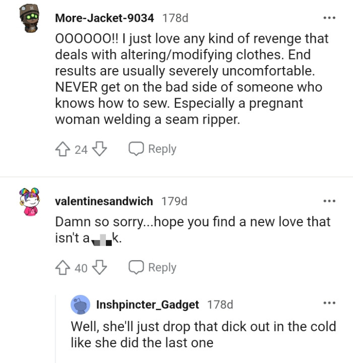 This Redditor loves any kind of revenge that involves alterations or clothing modifications